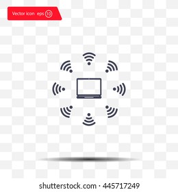 WiFi icon around the computer