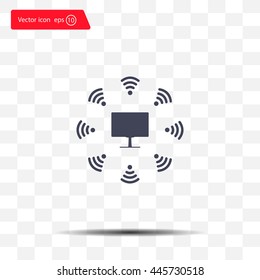 WiFi icon around the computer
