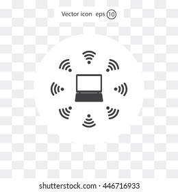 WiFi icon around the computer
