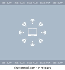 WiFi icon around the computer