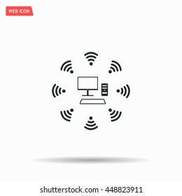 WiFi icon around the computer