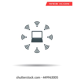 WiFi icon around the computer