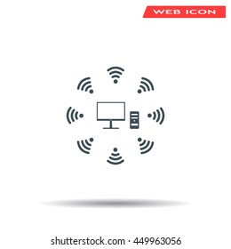 WiFi icon around the computer