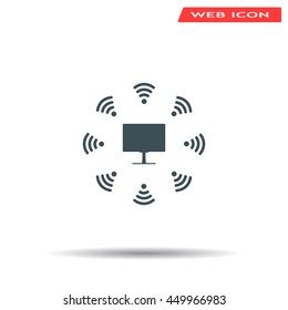 WiFi icon around the computer