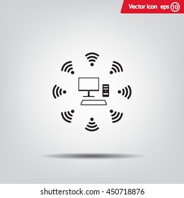WiFi icon around the computer