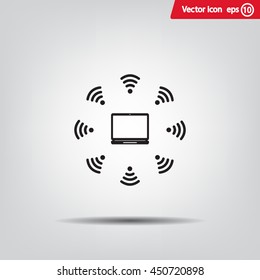 WiFi icon around the computer
