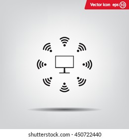 WiFi icon around the computer