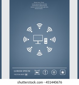 WiFi icon around the computer
