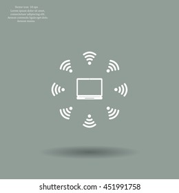 WiFi icon around the computer