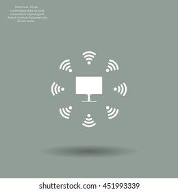 WiFi icon around the computer