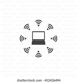 WiFi icon around the computer