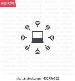 WiFi icon around the computer