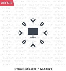 WiFi icon around the computer