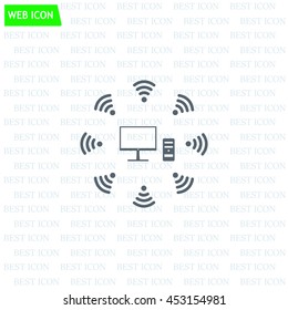 WiFi icon around the computer