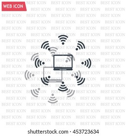 WiFi icon around the computer