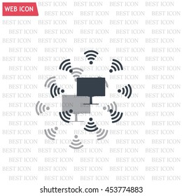 WiFi icon around the computer