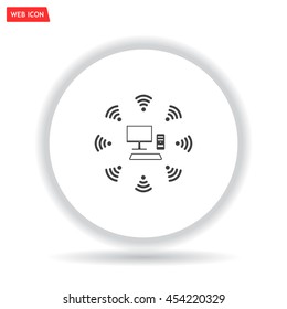 WiFi icon around the computer