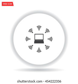 WiFi icon around the computer
