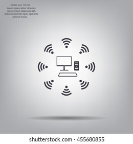 WiFi icon around the computer