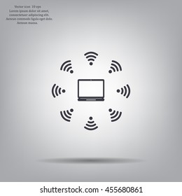 WiFi icon around the computer