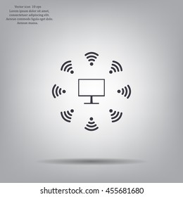 WiFi icon around the computer