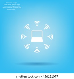 WiFi icon around the computer
