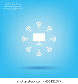 WiFi icon around the computer