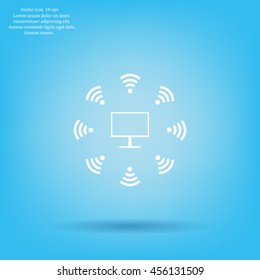 WiFi icon around the computer
