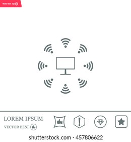 WiFi icon around the computer