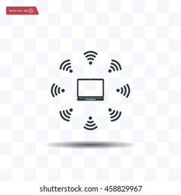 WiFi icon around the computer