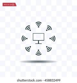 WiFi icon around the computer