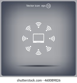 WiFi icon around the computer