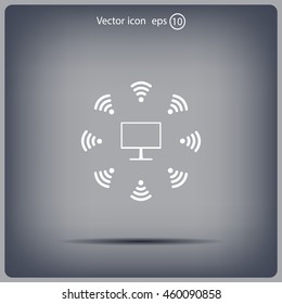 WiFi icon around the computer