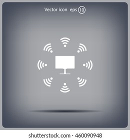 WiFi icon around the computer