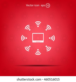 WiFi icon around the computer