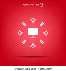 WiFi icon around the computer