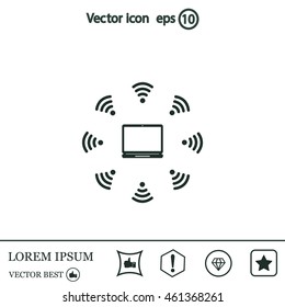 WiFi icon around the computer