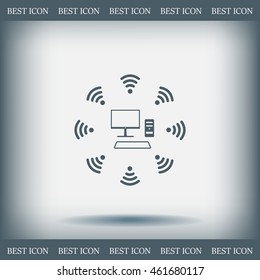 WiFi icon around the computer