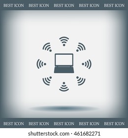 WiFi icon around the computer
