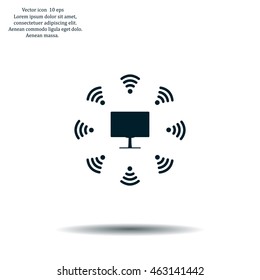 WiFi icon around the computer