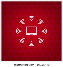 WiFi icon around the computer