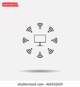 WiFi icon around the computer
