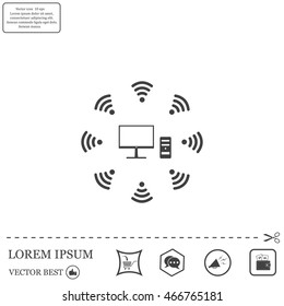 WiFi icon around the computer