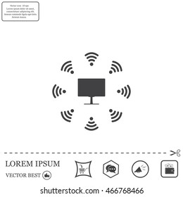 WiFi icon around the computer