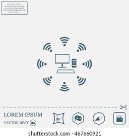 WiFi icon around the computer