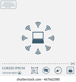 WiFi icon around the computer