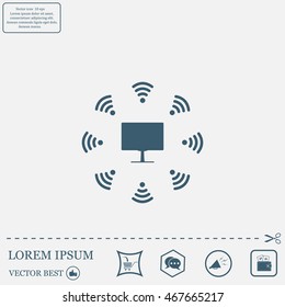 WiFi icon around the computer