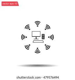 WiFi icon around the computer