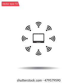 WiFi icon around the computer