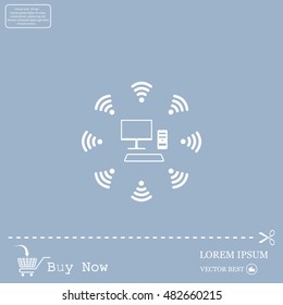 WiFi icon around the computer